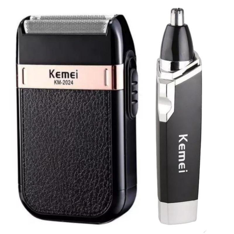 Barbeador Elétrico Shaver Kemei KM-2024 + Aparador Elétrico De Pelos ...