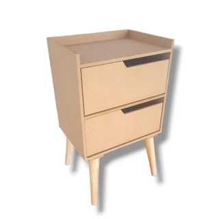 Mesa Cabeceira Lateral Cama Com 2 Gavetas Moderno Nicho Pés Retro Mdf