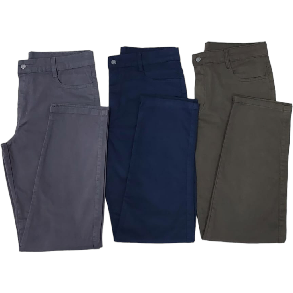 Calça masculina sarja tradicional com elastano cód.121