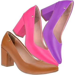 Scarpin salto médio diversas cores Sapato Social Feminino Scarpin Verde Scarpanss Femininos Scarpin Salto Grosso Caramelo Pink
