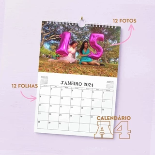 Calendário de Parede c/ Vareta 2024- 12 Páginas