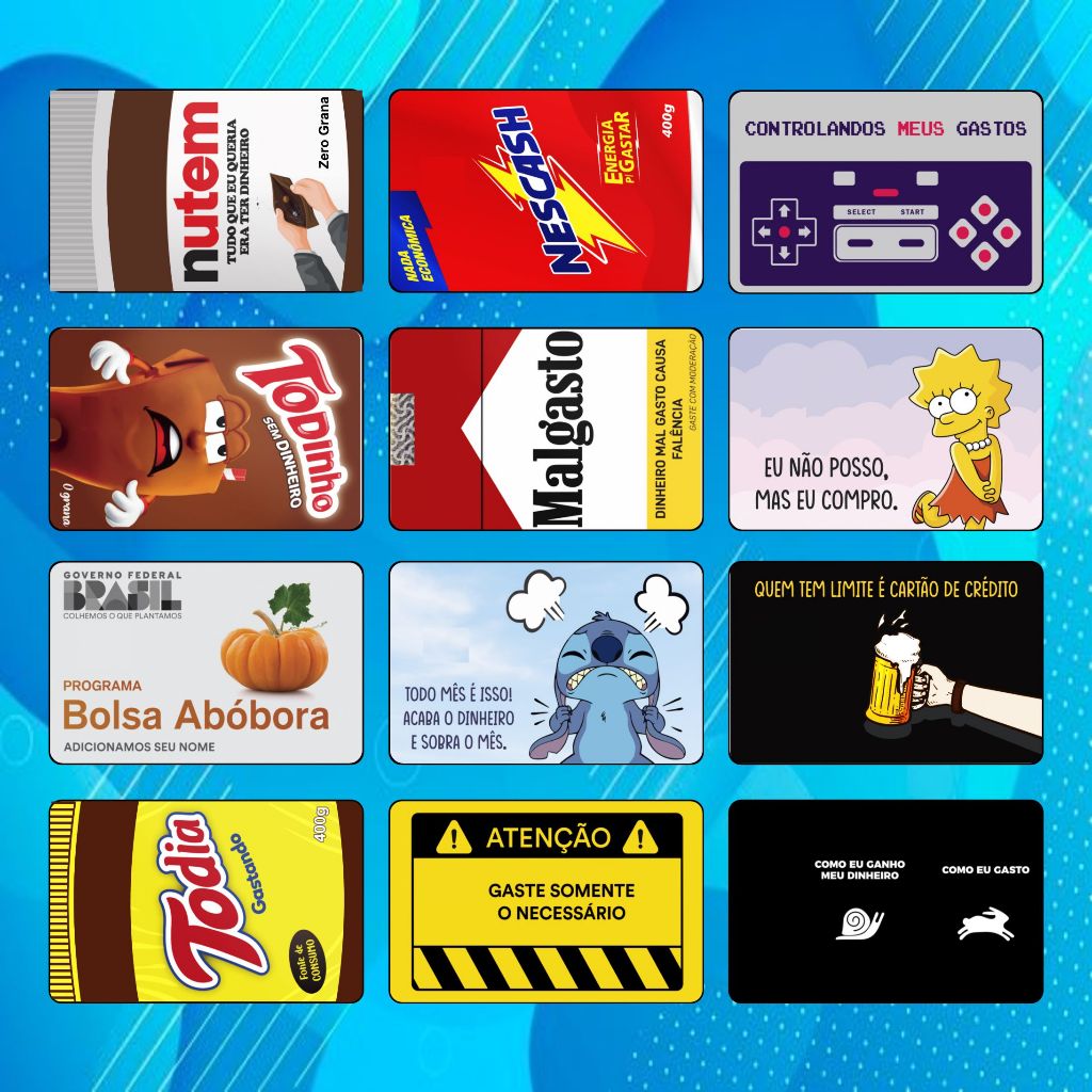 12 Adesivos cartão credito e Debito meme engraçado personalizado ...