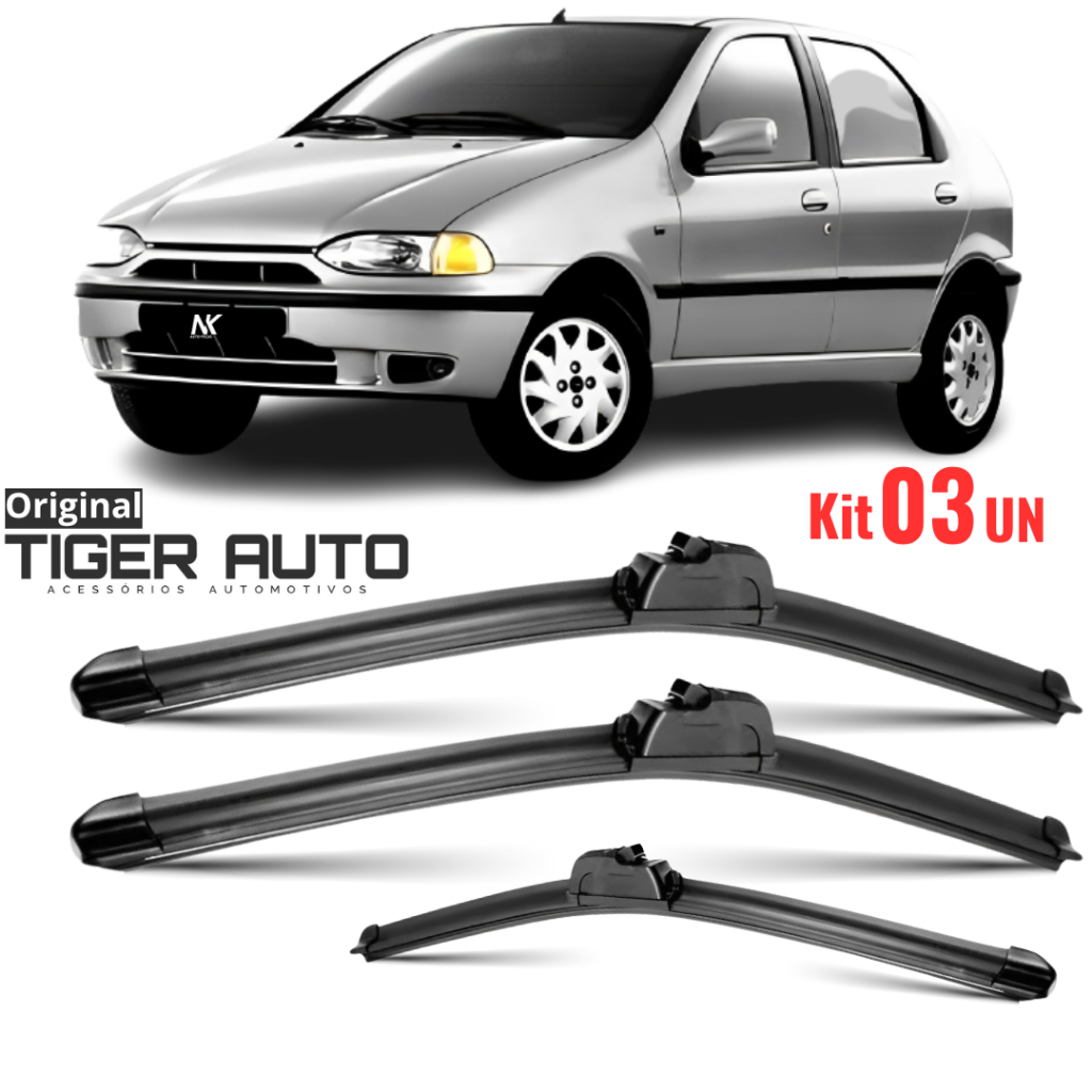 Kit 3 Palheta Limpador Dianteiro + Traseiro 22" 18" 15" Palio G1 96 á 2000