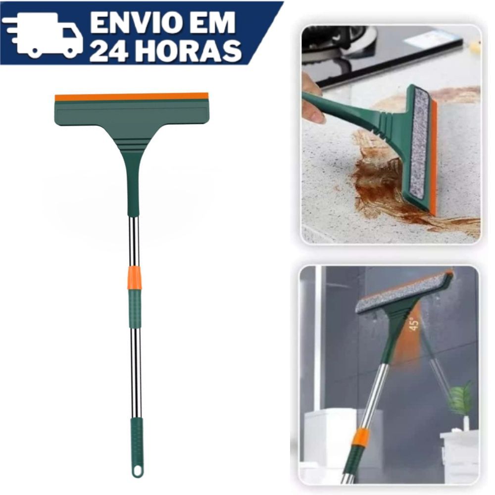 Rodo Rodinho Microfibra Limpa Vidro Multiuso 2 em 1 Com Cabo Extensível Limpa e Seca Flexível Janelas