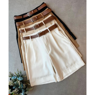 feminina bermuda alfaiataria com cintos -498