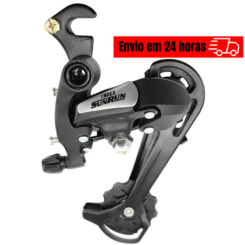 Câmbio Traseiro Sunrun 7v Bicicleta 21 Marchas Index Mega Compatível C/Shimano Com Gancheira