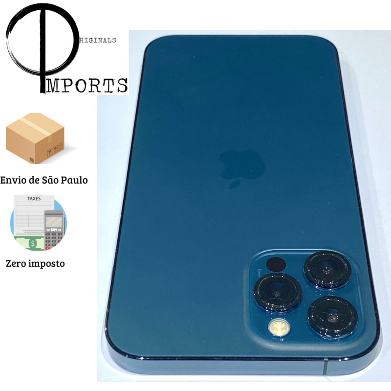 iPhone 12 Pro Max 128GB. Seminovo, saúde da bateria 84%. Acompanha caixa original, case cristal, película de vidro, cabo e carregador compatível.