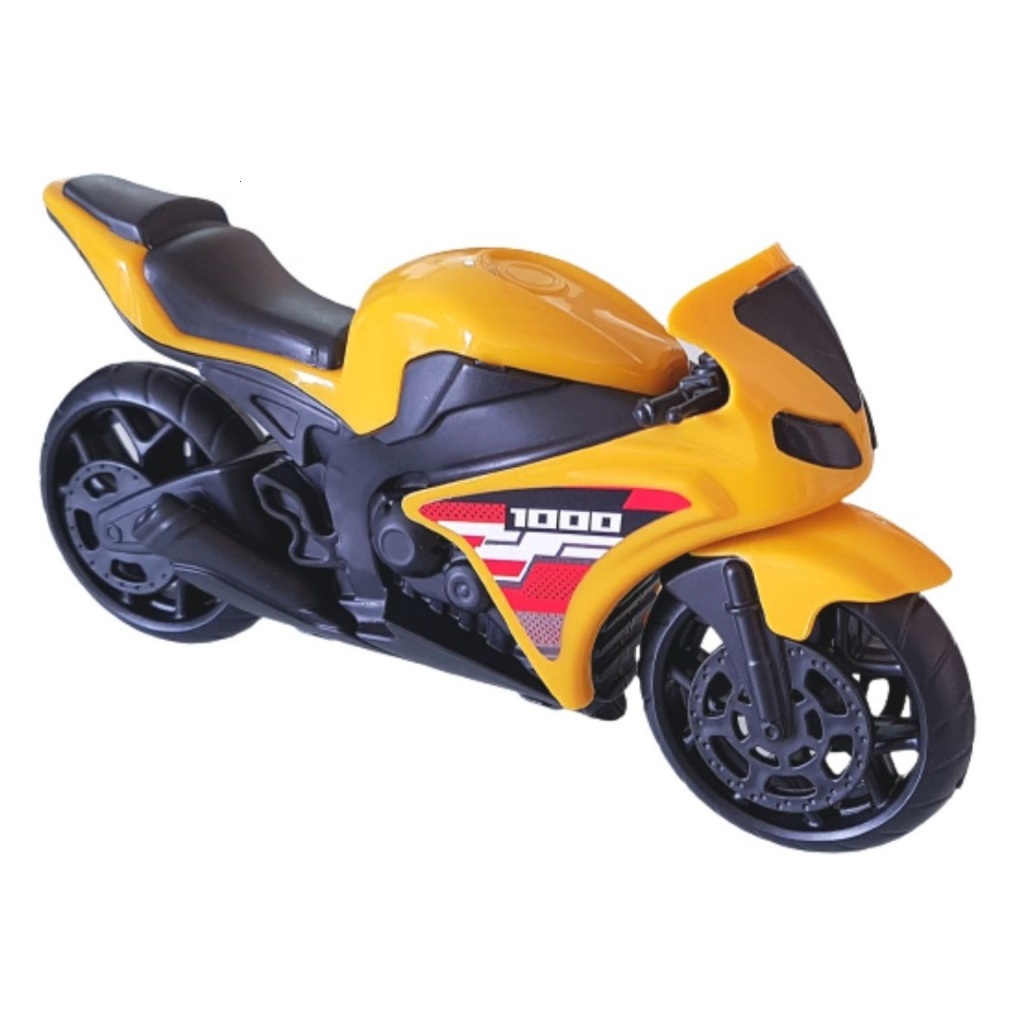 Brinquedo Moto de Corrida 1000 Branca Infantil Esportiva c/ Apoio Bs Toys  Motinha p/ Crianças Meninos Decoração Coleção