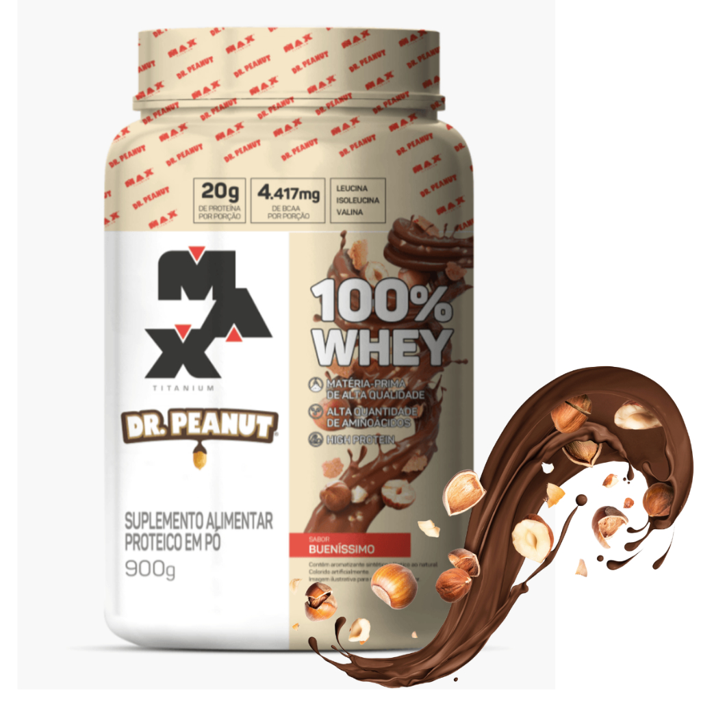 Whey Protein Max Titanium 100% Dr. Peanut - Paçoca - 900g