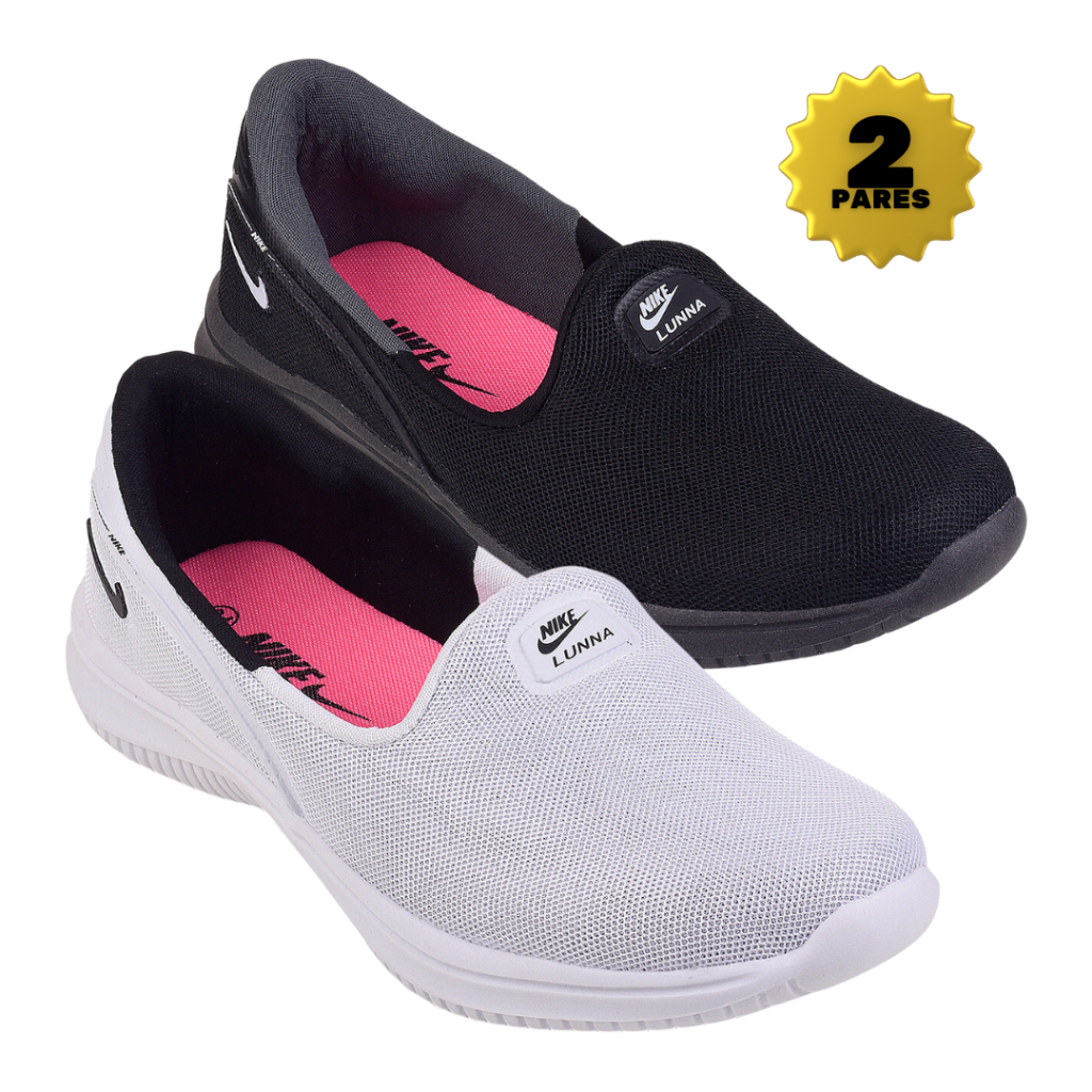 Kit 2 Pares Tênis Feminino Meia Sapatilha Ortopédico Palmilha Em Gel