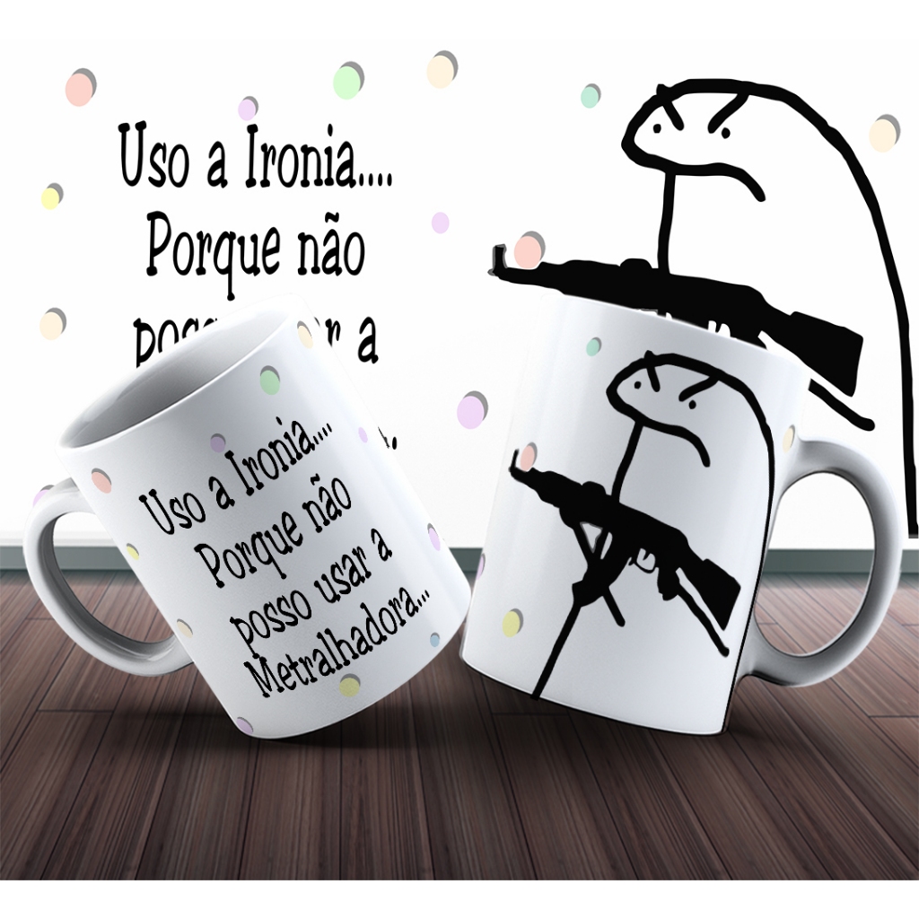 Caneca Meme Flork Paz Amor Positividade 12