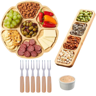 Petisqueira De Bambu Tábuas De Frios Petiscos Kit 4 Peças