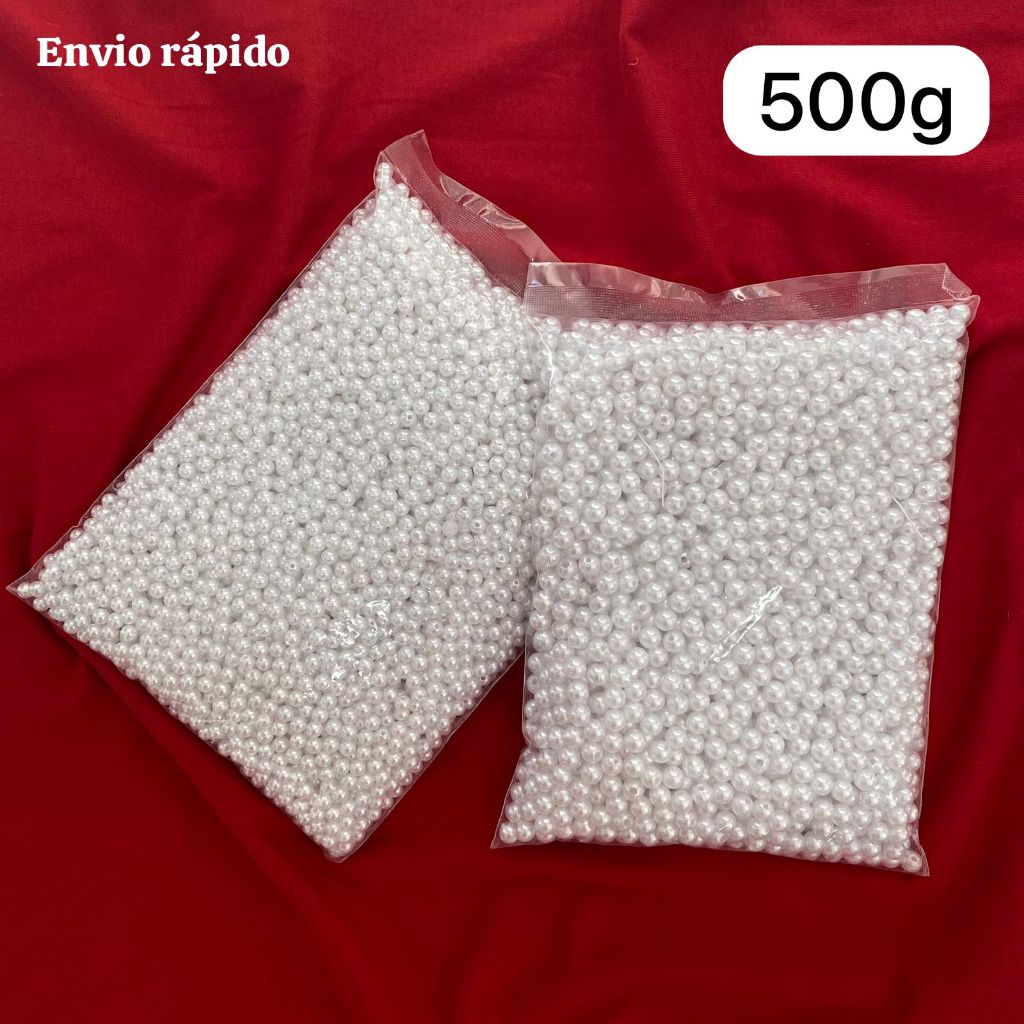 Perola Branca ABS 6mm 8mm 10mm Inteira Pacote 500gr C/Furo Não descasca /MENOR PREÇO/ Artesanato Customização