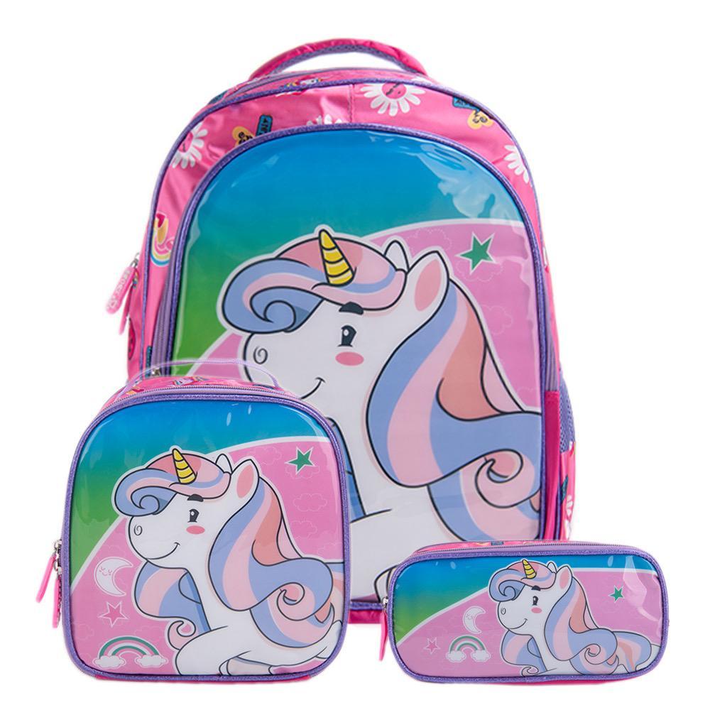 Kit Mochila Escolar Estojo Lancheira Térmica Infantil Menina você