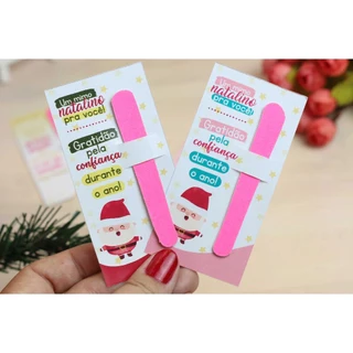 25 Tags/Cards Personalizados com Mini Lixa de Unha ou Escovinhas de Cílios | Mimo, Cliente - Natal