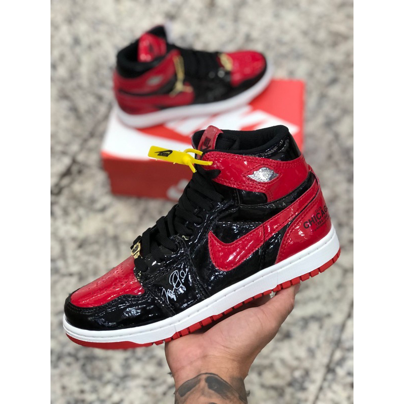 Tenis feminino Jd dunk vermelho brilhante e masculino cano alto - envio imediato