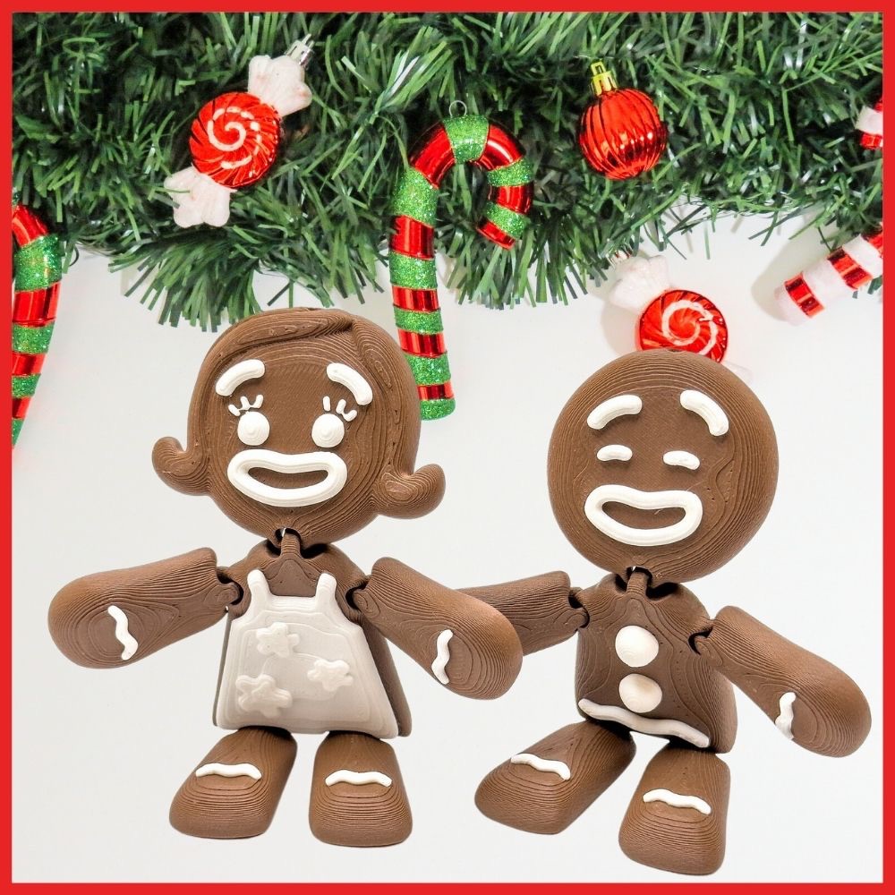 Enfeite Natal Senhor Senhora Gingerbread Articulado 10cm Ornamento Boneco Biscoito de Gengibre de Plástico