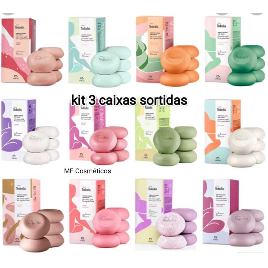 Kit 3 caixas Sabonete em Barra Tododia Natura caixa com 5x90g