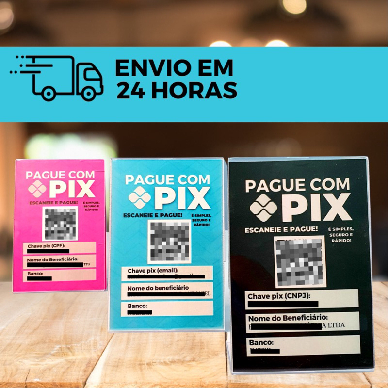 Placa Pix QrCode Display pix De Mesa Balcão 10x15cm | Shopee Brasil