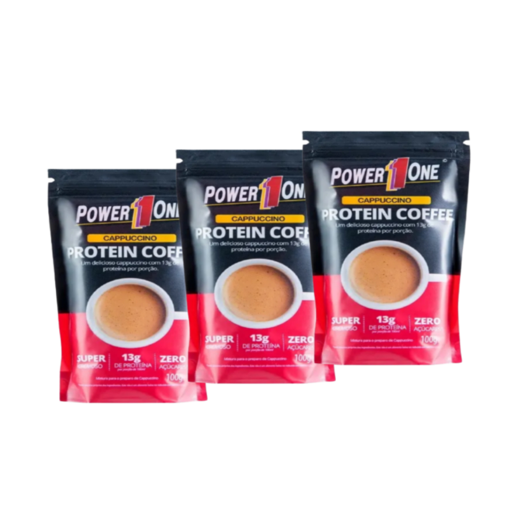 Kit 3 – Cappuccino c/ Whey Protein Protein Coffee Power One – 3x100g