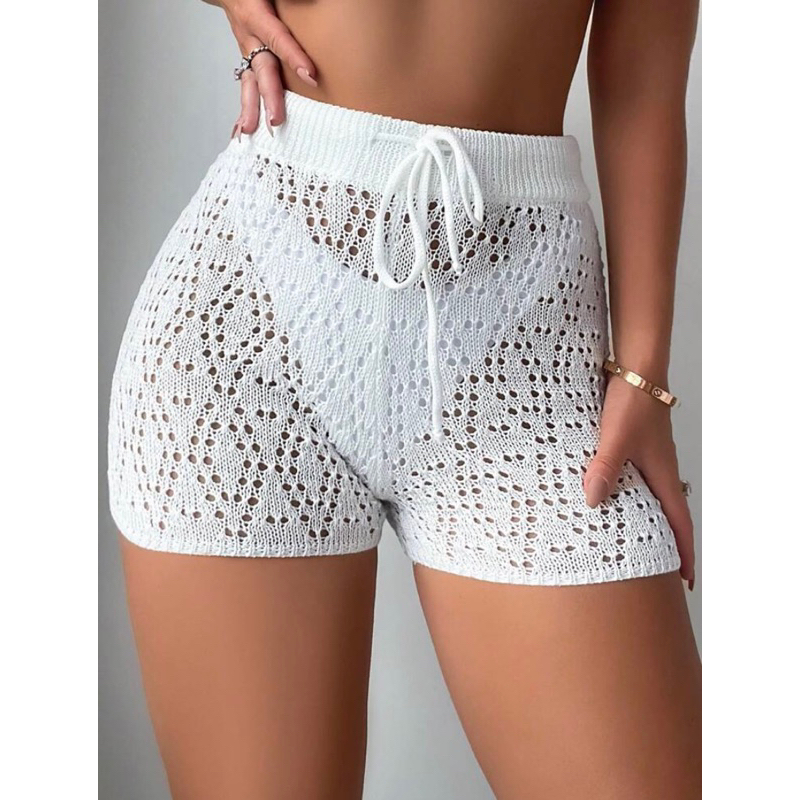 Short Feminina com Estampa Tubarão de Banho Moda Verão Cintura Elástica  Bolso Confortável