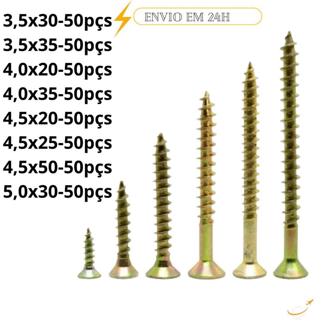 Parafusos para Madeira Chipboard Kit Parafusos Diversos Tamanhos ...