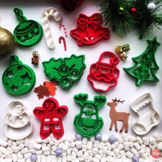 Kit com 10 Cortadores e Marcadores De Biscoito - Natal