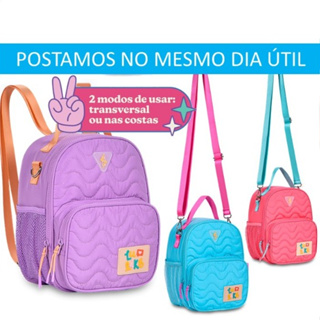 Mochila Escolar Luluca Azul e Rosa - Clio Style - nivalmix