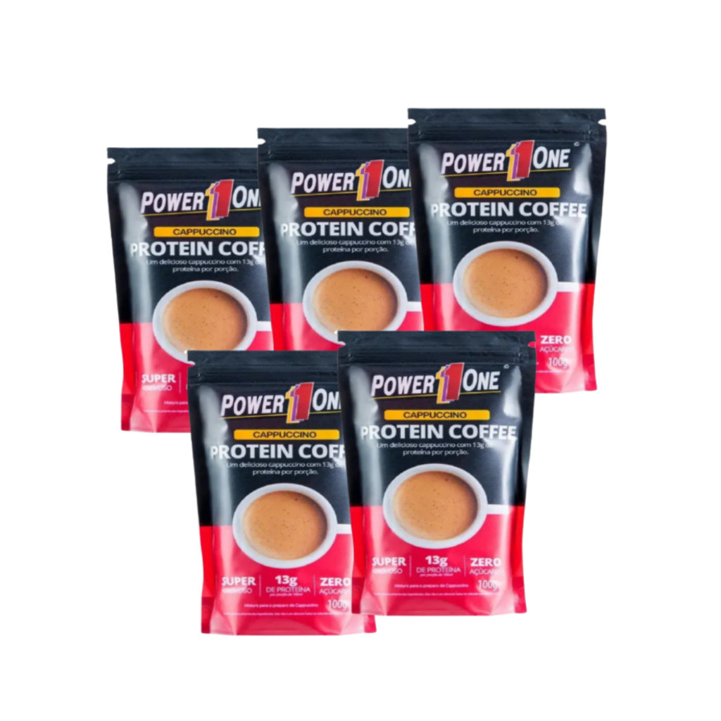 Kit 5 – Cappuccino c/ Whey Protein Protein Coffee Power One – 5x100g