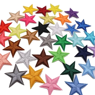 10 UND 3cm Estrelas Coloridas Patch Bordado Adesivo para Roupa Aplique Termocolante
