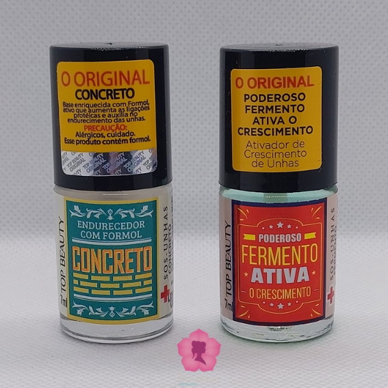 Kit Base Concreto + Base Fermento Sos Unhas Top Beauty