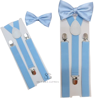 Kit Suspensório Azul Serenity Adulto Para Padrinhos E Eventos Unissex.