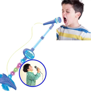 Microfone AZUL Infantil Com Som e Luzes Pedestal - Envio Imediato -