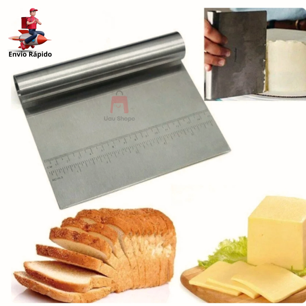 Espátula Inox Raspador para Massa Bolo Pizza Pão Chocolate