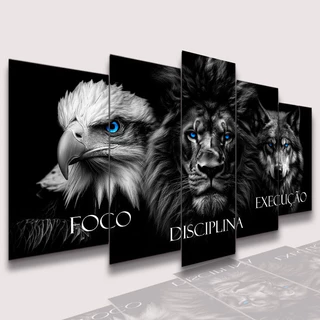 Conjunto Quadro Decorativo Mosaico Jesus Cristo Leão de Juda e o Cordeiro na Cruz Kit de Quadros Decorativos Conjunto Kit de Quadros Decorativos para Parede Sala e Quarto PVC Decoração para Sala de Jantar E