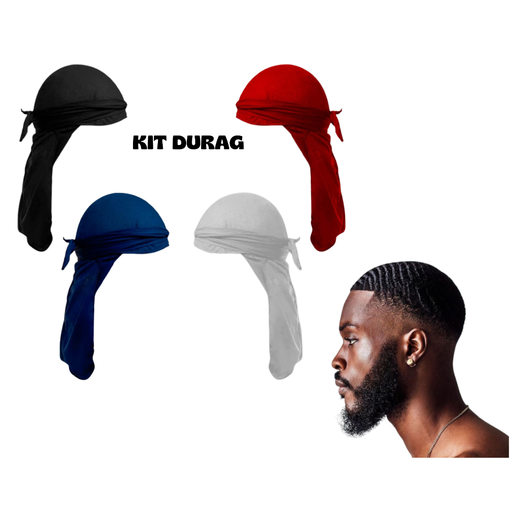 KIT 2 DURAG WAVES Bandana Durag Preta Touca 360waves Dureg Hiphop