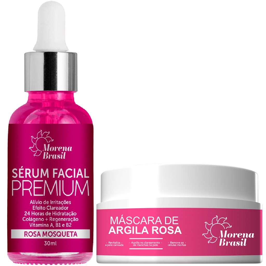 KIT Sérum Rosa Mosqueta + Máscara Hidratante Facial Skin Care | MORENA BRASIL