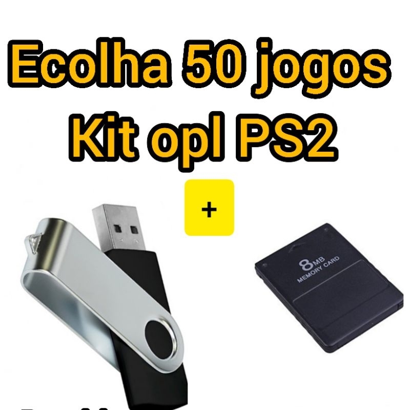 Kit OPL Para Playstation 2 - Pen Drive 128gb Com 50 Jogos 