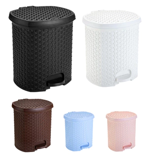 Lixeira Rattan 6 litros Com Pedal Para Banheiro Cozinha Escritório Quarto
