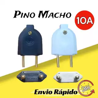 Kit 10 Plug Pino de Tomada Macho 10A Maciço 250v 2 polos