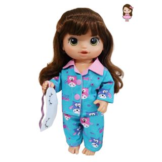 Roupa boneca Baby Alive Pijama longo menina xadrez