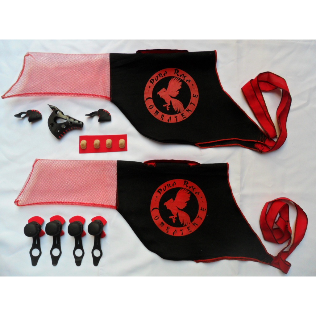 galos de raça 4 buchas couro 2 bolsa preta 3 biq 4 esp