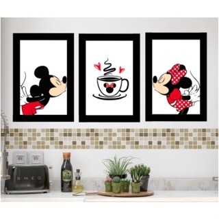 Placa quadro decorativo Kit com 3 peças minnie e Mickey