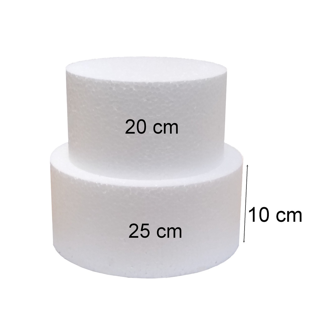 Kit com 2 Bases de Isopor 20 e 25 /Bolo Fake Isopor com 10 cm altura ...