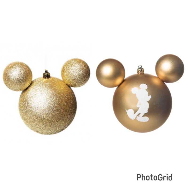 Jogo de Bolas de Natal Mickey Mouse, Branco/Dourado, 6 Bolas de