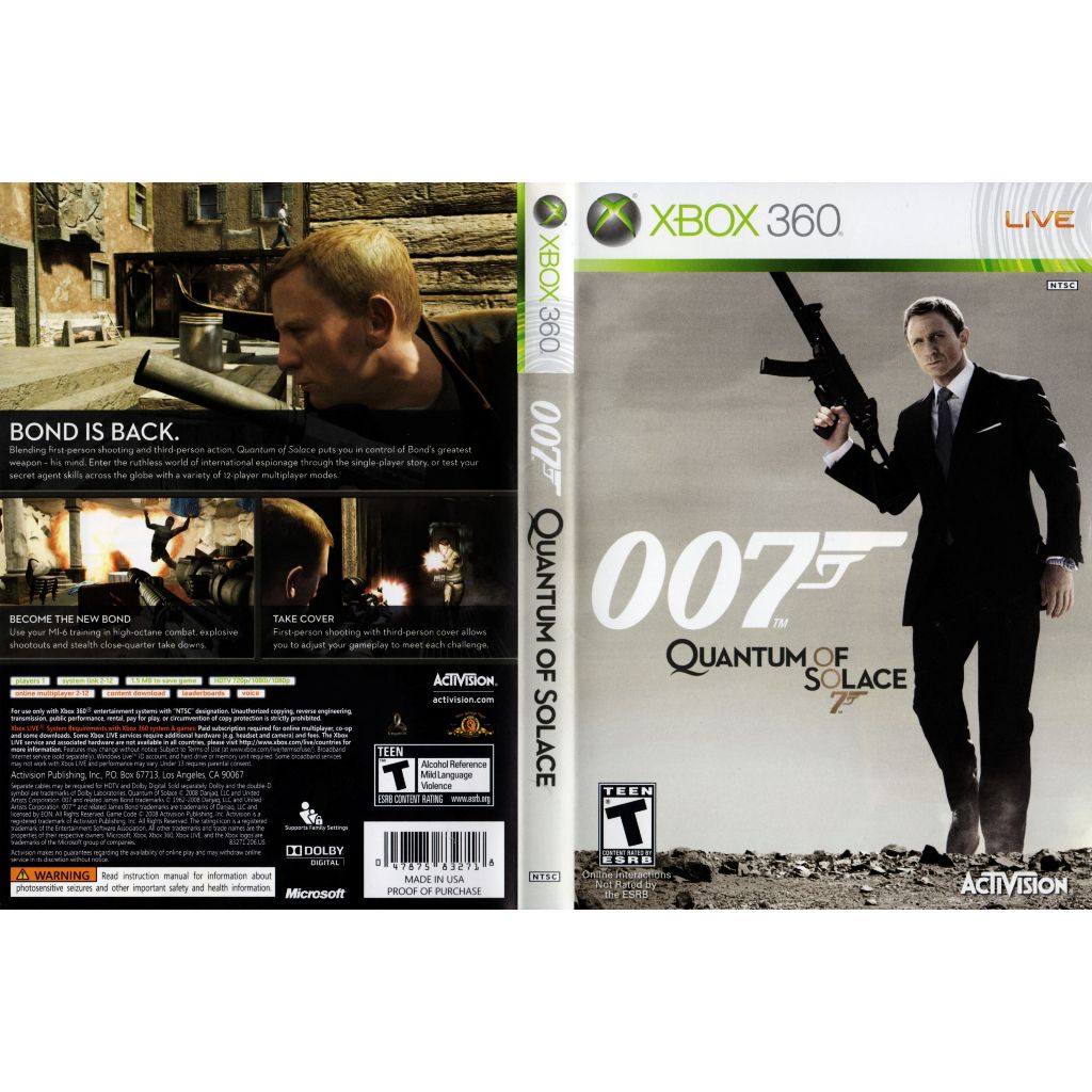 James Bond 007 Quantum of Solace P/ XBOX360 (LTU/LT/JTAG/RGH) | Shopee ...