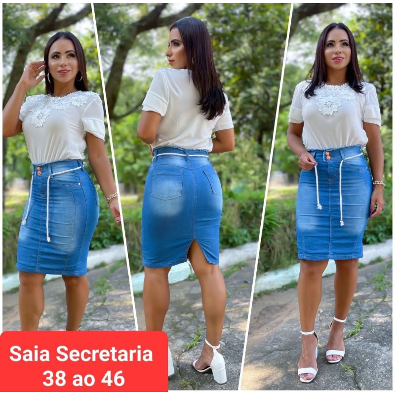 Saia MIDI Moda Evangélica C/ Lycra 38 ao 54 - Moda Feminina