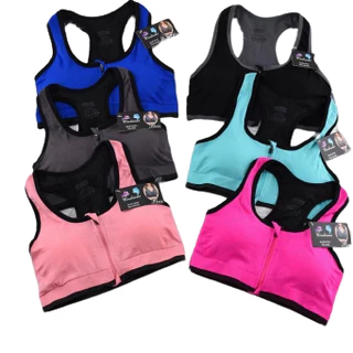 Top Zíper Academia Liso C/ Bojo Removível Alta Sustentação Treino Moda Fitness Atividade Física