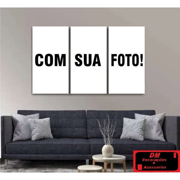 Quadros Personalizado Decorativos Com Foto e Imagem 3 Peças 120x60 cm