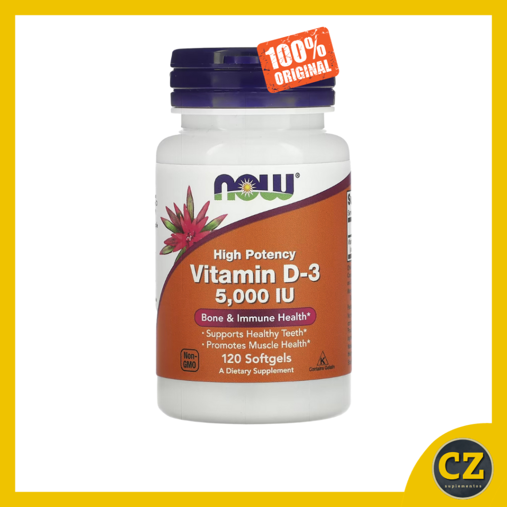 Vitamina D 5000 ui Now Foods 120 cápsulas D3 5 mil | Shopee Brasil